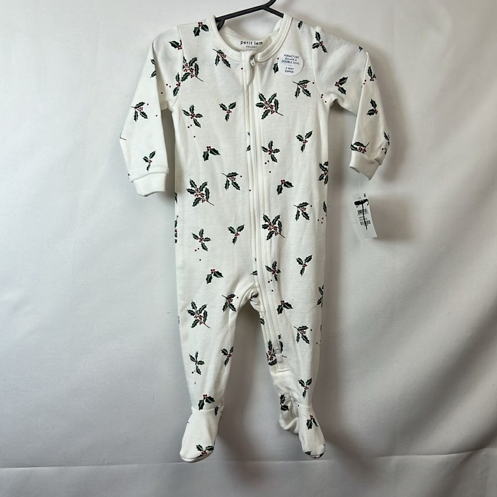 Petit Lem Off-white Holly print footie NWT size 6months